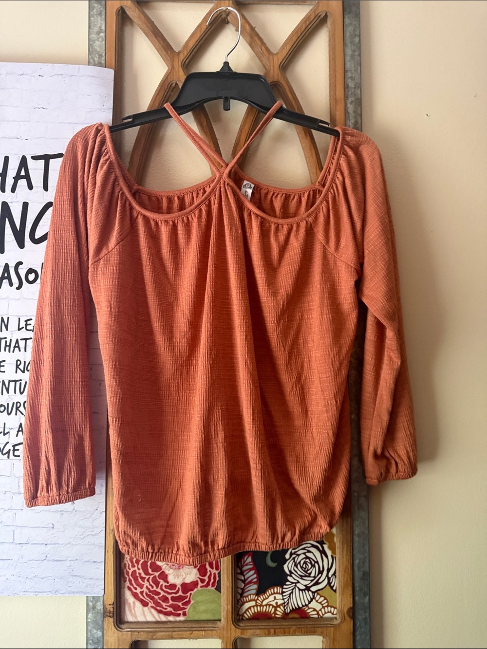 American Rag Sunburn Orange Textured Top